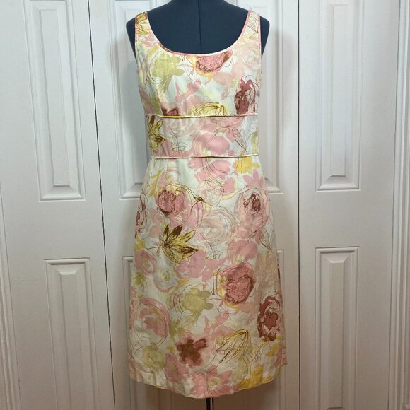 Ann Taylor Abstract Floral Cotton Dress Sz 8 - Picture 1 of 6